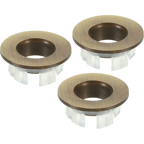 Fzchyzoar Sink Overflow Ring, 3Pcs Sink Basin Trim Overflow Cover Insert in Hole Round Ring Covers Caps for Kitchen Bathroom, Bronze Bronze
