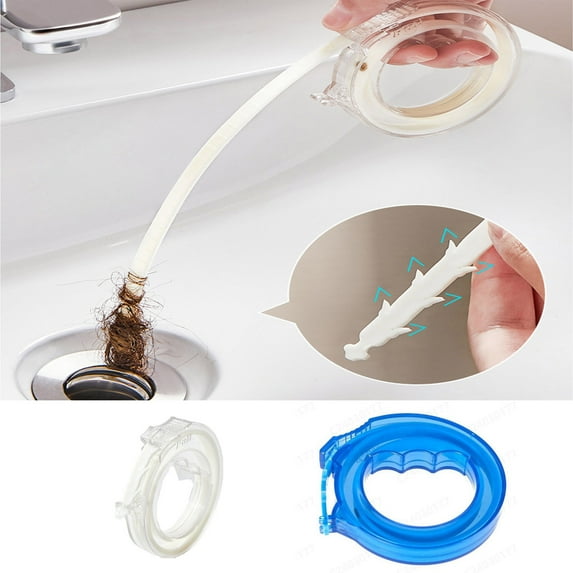 Sink Pipe Hair Clog Remover | Retractable Flexible Drain Cleaning Hook | ABS PE High-Density Plumbing Tool | 16.9" Cleaner for Kitchen Bathroom | Organizer Box Included | White or Blue