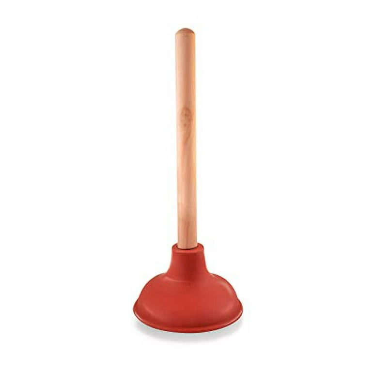 Sink Plunger - Duty Rubber Plunger For Bathroom - Small Plunger For Sink  With 9” Wooden Handle To Fix Clogged Basins And Tubs, Orange 