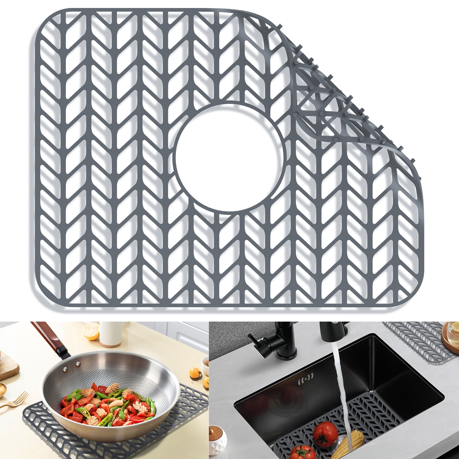 Sink Protectors for Kitchen Sink YIBUKIY 16.2"x 12.5" Sink Mat Heat