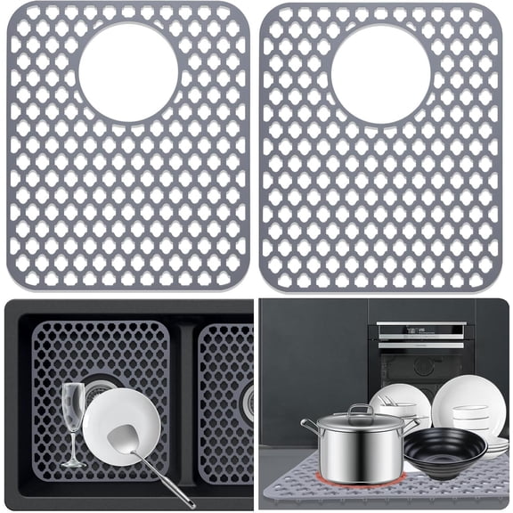 Sink Protectors for Kitchen Sink, 2 count  Kitchen Sink Mats Protector Grid for Bottom of  Stainless Steel Porcelain 13.58 ''x 11.6 ''