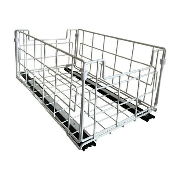 Under Sink Pull Out Shelf Single Tier Cabinet Organizer Storage Rack with Hanging Hooks for Kitchen Bathroom Pantry Space Optimization Solution for Clutter Free Cabinets