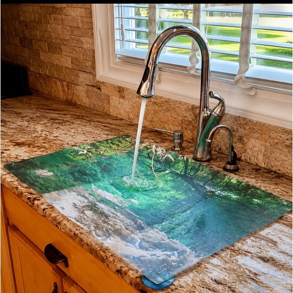Sink Out Of Sight® Adjustable Flow-Through Mesh Kitchen Sink Cover, 20 x 39.5", Sunshine Stream