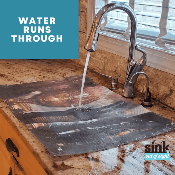 Sink Out of Sight Adjustable Flow Through Sink Cover 20 x 30 Wine and Romance