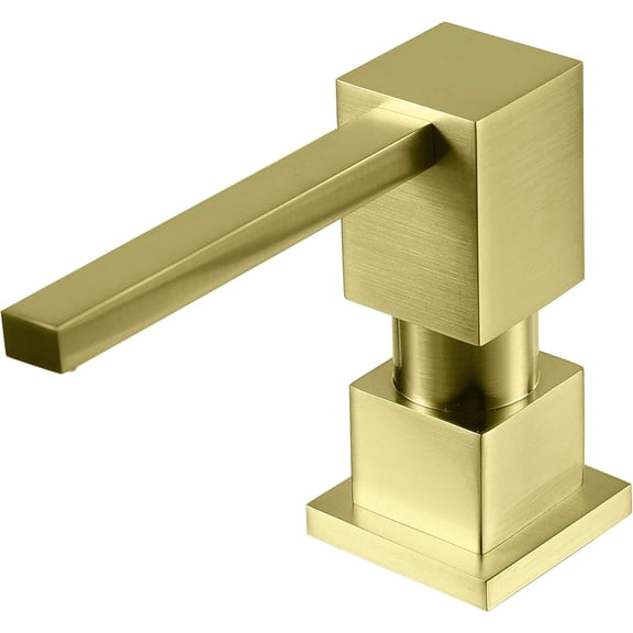 Sink Soap Dispenser for Kitchen Sink (Brushed Gold), All Brass Built-in and Refill from Top Design,Metal Hand Soap & Dish Soap Copper Pump