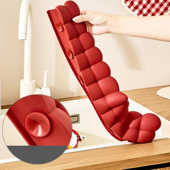 Sink Splash Guard Silicone Kitchen Counter Waterproof Edge Protector, Red