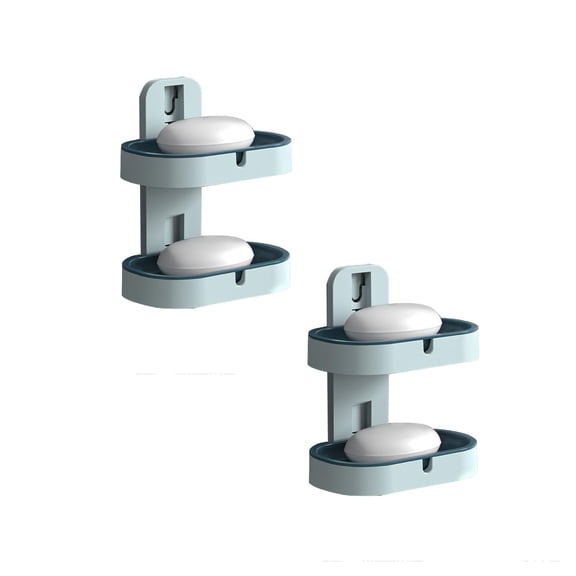 Clearance Rack under $7 Bathroom Soap Dish Holder Wall Mounted Soap Rack 2 Tier Kitchen Basket Sponge Stand For Shower/Bathroom/Counter Top