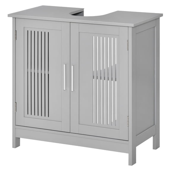 Under Sink Storage Cabinet, Gray Bathroom Organizer - Pedestal Sink Cabinet with Adjustable Shelf - Space Saving Storage for Toiletries & Cleaning Supplies