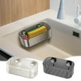 thumbnail image 1 of Sink Storage Rack | Clear Plastic Organizer with Drainage Slots & Removable Suction Tray | Holds Sponges, Brushes, Rags | Compact Caddy for Kitchen or Bathroom | 1 Piece Single Unit, 1 of 6