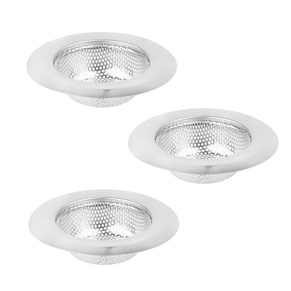 Sink Strainer 3-Pack - Essential Kitchen/Bathroom Accessory - Stainless Steel - 4.5" Top Cover Diameter / 2.75" Drain Side Diameter - Lets Water Through,Keeps Food Out - Prevents Clogged Pipes