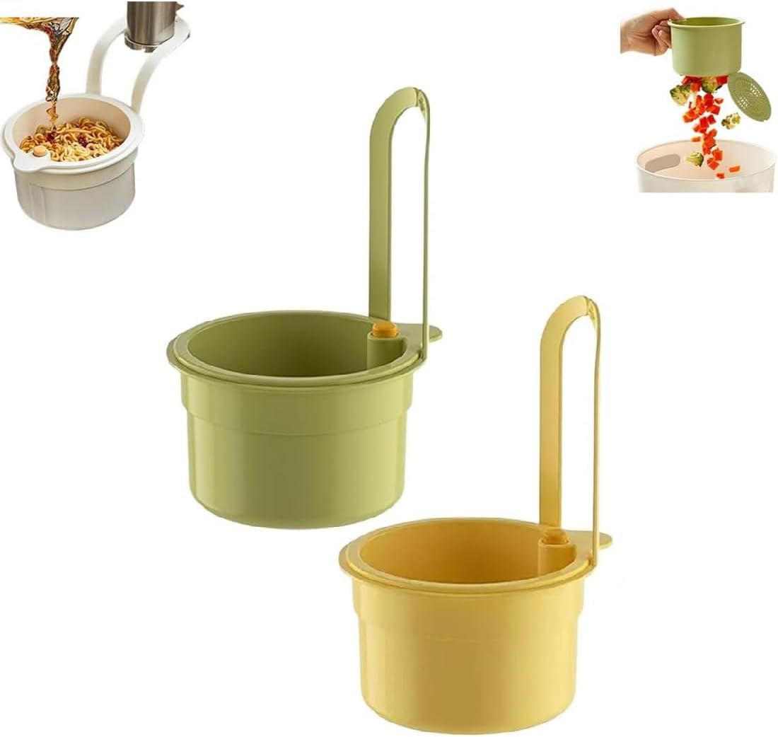 Suction Cup Sink Corner Rack – Upgraded Press Drainer Basket, Corner Trash Catcher With Dump Function, Yellow