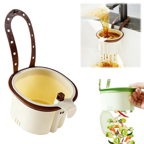 Sink Strainer Basket, Plastic Kitchen Suction Cup Sink Drain Basket,Multi-Functional Food Colander,Press Automatic Dumping Kitchen Draining Baskets, Easy Drain Filter with Bottom Release