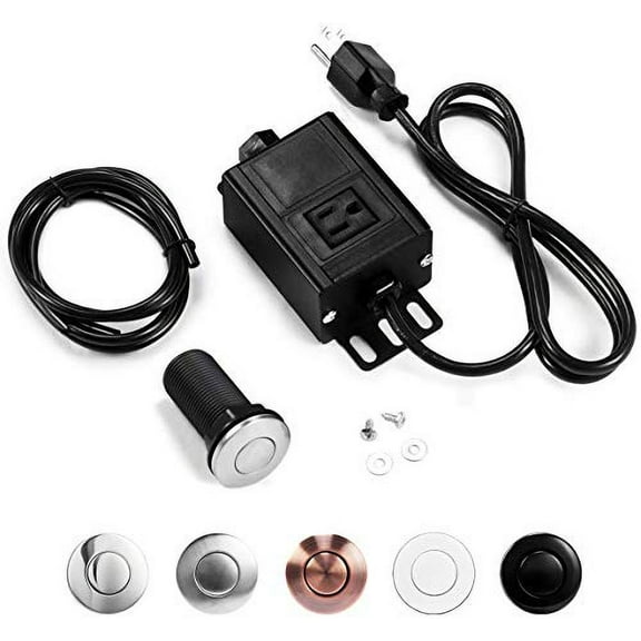 Sink Top Air Switch Kit, Garbage Disposal Part Built-Out Adapter Switch (LONG BRUSHED STAINLESS STEEL BUTTON) by CLEESINK