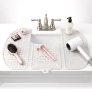 Sink Topper Foldable Counter Cover Organizer, Heat-Resistant Mat, Pearl White for Bathroom, Large