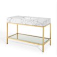 thumbnail image 1 of Sink Vanity Cabinet, Artificial Marble, Metal Steel, Gold White, Modern Contemporary Urban Design, Hotel Bedroom Bathroom Master Suite Guest, 1 of 10