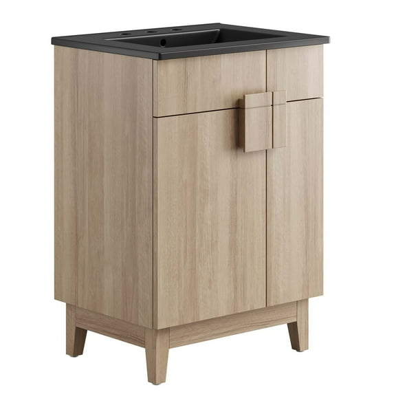 Sink Vanity Cabinet, Black Natural, Melamine Wood , Hotel Bedroom Bathroom, Modern Contemporary HB36114