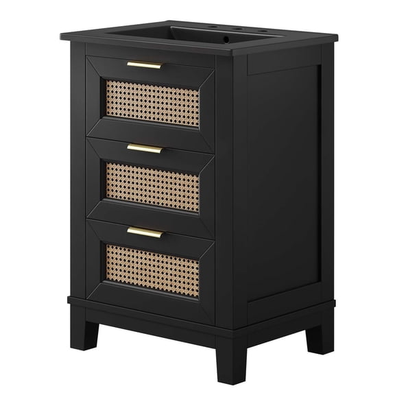 Sink Vanity Cabinet, Black, Wood, Hotel Bedroom Bathroom, Modern Contemporary HB36229