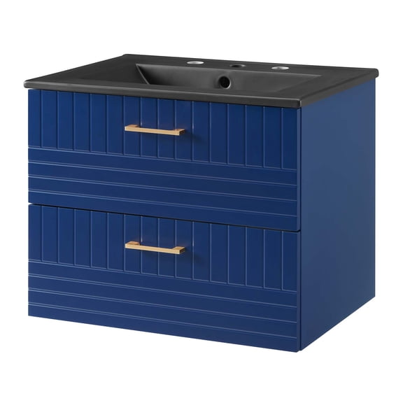 Sink Vanity Cabinet, Blue Black, Ceramic, Wood, Modern Contemporary, Hotel Bedroom Bathroom Master Suite Guest