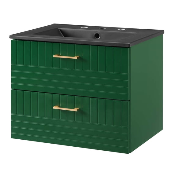 Sink Vanity Cabinet, Green Black, Ceramic, Wood, Modern Contemporary, Hotel Bedroom Bathroom Master Suite Guest