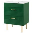 thumbnail image 1 of Sink Vanity Cabinet, Green White, Ceramic, Wood, Modern Contemporary, Hotel Bedroom Bathroom Master Suite Guest, 1 of 9