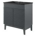 thumbnail image 1 of Sink Vanity Cabinet, Grey Gray Black, Wood, Mid Century Hotel Bedroom Bathroom, Modern Contemporary HB33694, 1 of 9