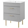 thumbnail image 1 of Sink Vanity Cabinet, Grey Gray, Ceramic, Wood, Modern Contemporary, Hotel Bedroom Bathroom Master Suite Guest, 1 of 9