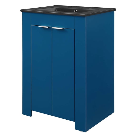 Sink Vanity Cabinet, Melamine, Blue Navy Black, Modern Contemporary Urban Design, Hotel Bedroom Bathroom Master Suite Guest