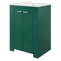 Sink Vanity Cabinet, Melamine, Green White, Modern Contemporary Urban Design, Hotel Bedroom Bathroom Master Suite Guest