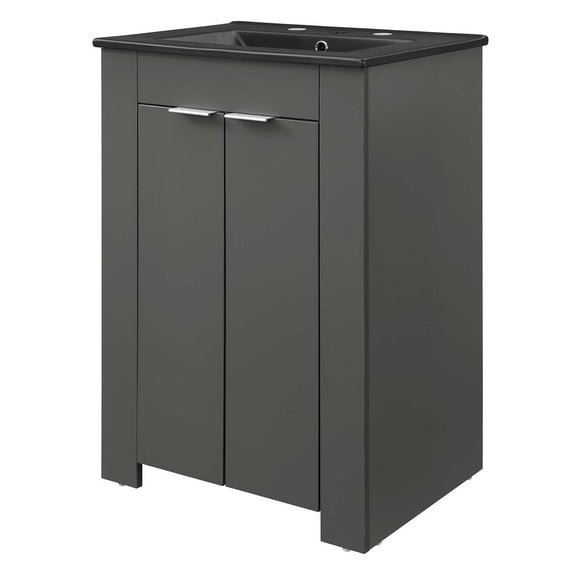 Sink Vanity Cabinet, Melamine, Grey Gray Black, Modern Contemporary Urban Design, Hotel Bedroom Bathroom Master Suite Guest
