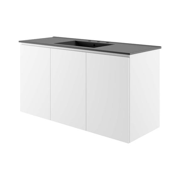 Sink Vanity Cabinet, Wall Mount, Black White, Ceramic, Melamine, Modern Contemporary, Hotel Bedroom Bathroom Master Suite Guest