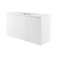 thumbnail image 1 of Sink Vanity Cabinet, Wall Mount, White, Ceramic, Melamine, Modern Contemporary, Hotel Bedroom Bathroom Master Suite Guest, 1 of 9