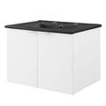 thumbnail image 1 of Sink Vanity Cabinet, Wall Mounted, Melamine, White Black, Modern Contemporary Urban Design, Hotel Bedroom Bathroom Master Suite Guest, 1 of 10