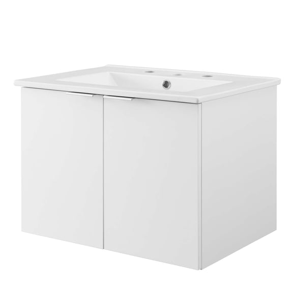 Sink Vanity Cabinet, Wall Mounted, Melamine, White, Modern Contemporary Urban Design, Hotel Bedroom Bathroom Master Suite Guest
