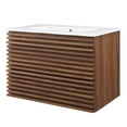 thumbnail image 1 of Sink Vanity Cabinet, Wall Mounted, Wood, Brown Walnut White, Modern Contemporary Urban Design, Hotel Bedroom Bathroom Master Suite Guest, 1 of 10
