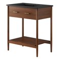 thumbnail image 1 of Sink Vanity Cabinet, Walnut Black, Wood, Mid Century Hotel Bedroom Bathroom, Modern Contemporary HB36405, 1 of 10