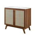 thumbnail image 1 of Sink Vanity Cabinet, Walnut White, Wood, Hotel Bedroom Bathroom, Modern Contemporary HB36309, 1 of 15