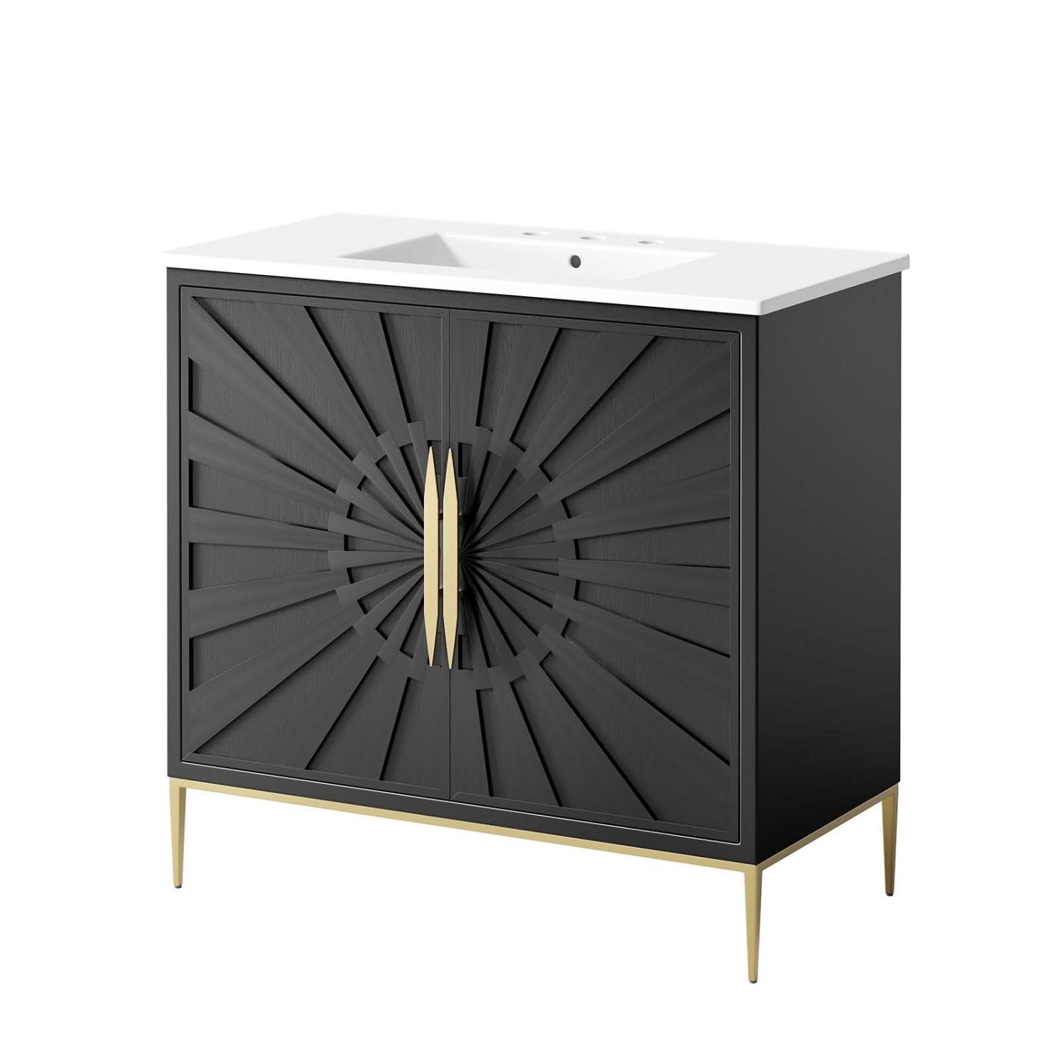Awaken 36" White and Gold Freestanding Bathroom Vanity