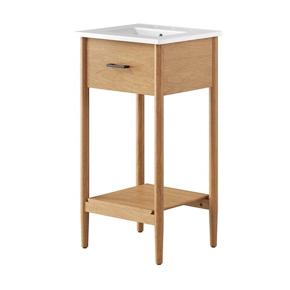 Sink Vanity Cabinet, White Natural, Wood, Mid Century Hotel Bedroom Bathroom, Modern Contemporary HB36394