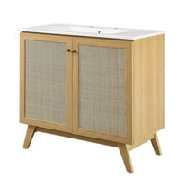 Sink Vanity Cabinet, White Oak, Wood, Hotel Bedroom Bathroom, Modern Contemporary HB36308