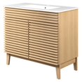 thumbnail image 1 of Sink Vanity Cabinet, White Oak, Wood, Mid Century Hotel Bedroom Bathroom, Modern Contemporary HB33383, 1 of 9