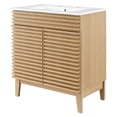 thumbnail image 1 of Sink Vanity Cabinet, White Oak, Wood, Mid Century Hotel Bedroom Bathroom, Modern Contemporary HB33714, 1 of 9