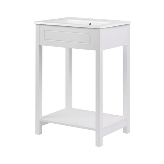Sink Vanity Cabinet, White, Wood, Hotel Bedroom Bathroom, Modern Contemporary HB34056