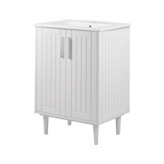 Sink Vanity Cabinet, White, Wood, Hotel Bedroom Bathroom, Modern Contemporary HB34064