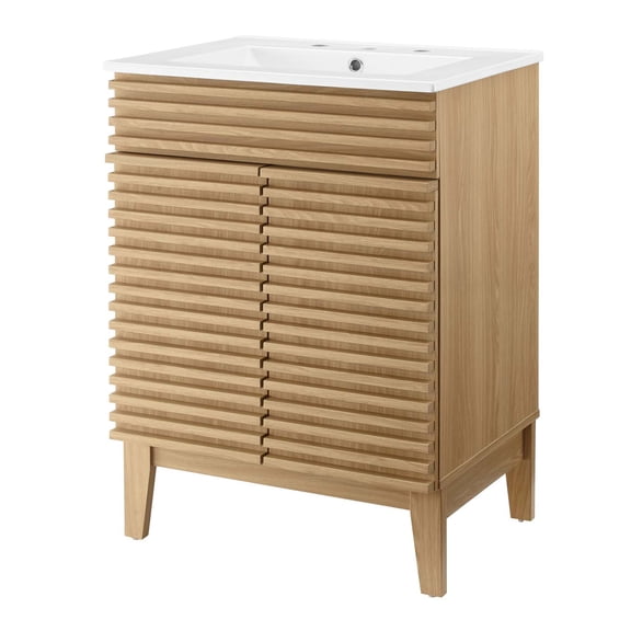 Sink Vanity Cabinet, Wood, Brown Oak White, Modern Contemporary Urban Design, Hotel Bedroom Bathroom Master Suite Guest