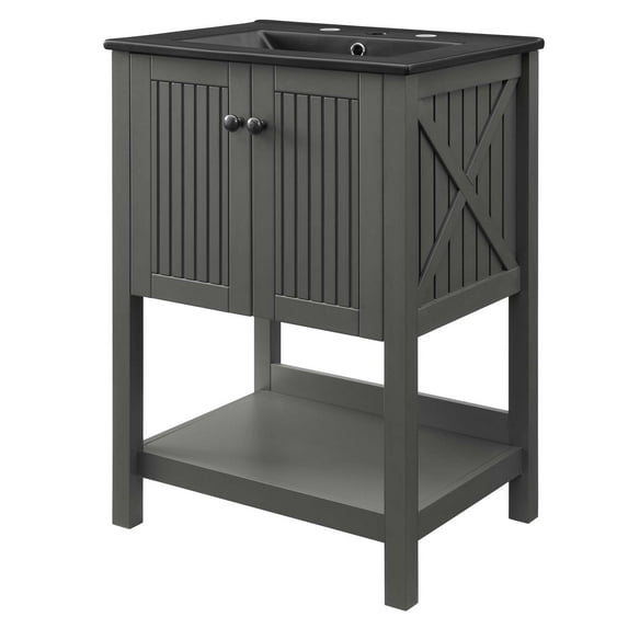 Sink Vanity Cabinet, Wood, Grey Gray Black, Modern Contemporary Urban Design, Hotel Bedroom Bathroom Master Suite Guest