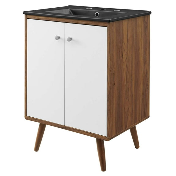 Sink Vanity Cabinet, Wood, White Black, Modern Contemporary Urban Design, Hotel Bedroom Bathroom Master Suite Guest