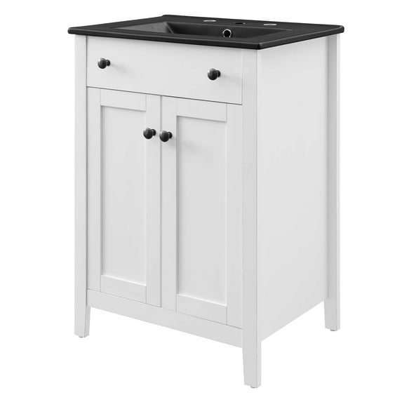 Sink Vanity Cabinet, Wood, White Black, Modern Contemporary Urban Design, Hotel Bedroom Bathroom Master Suite Guest