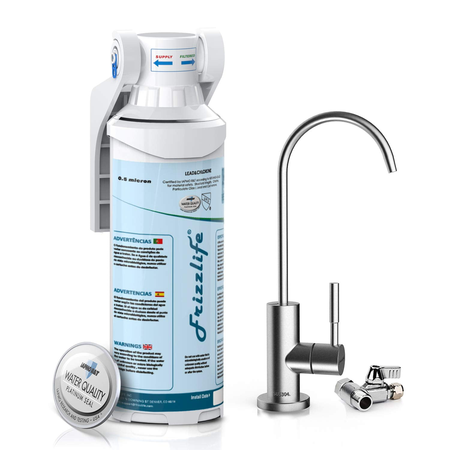 Under Sink Water Filter-NSF/ANSI 53&42 Certified Drinking Water Filtration System-0.5 Micron Removes Lead, Chlorine,Bad Taste & Odor, W/Dedicated Faucet