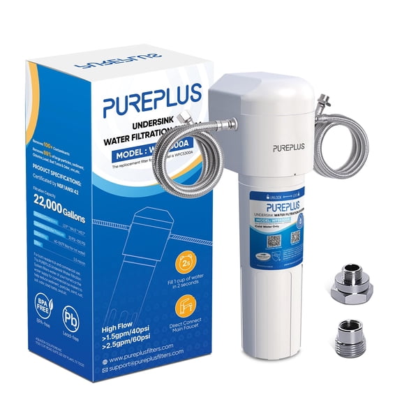 Under Sink Water Filter System, 22000 Gallons, 99.99% Chlorine Reduction, NSF/ANSI 42 Certified,Removes Heavy Metals,Chlorine, Direct Connect Under Counter Water Filtration System