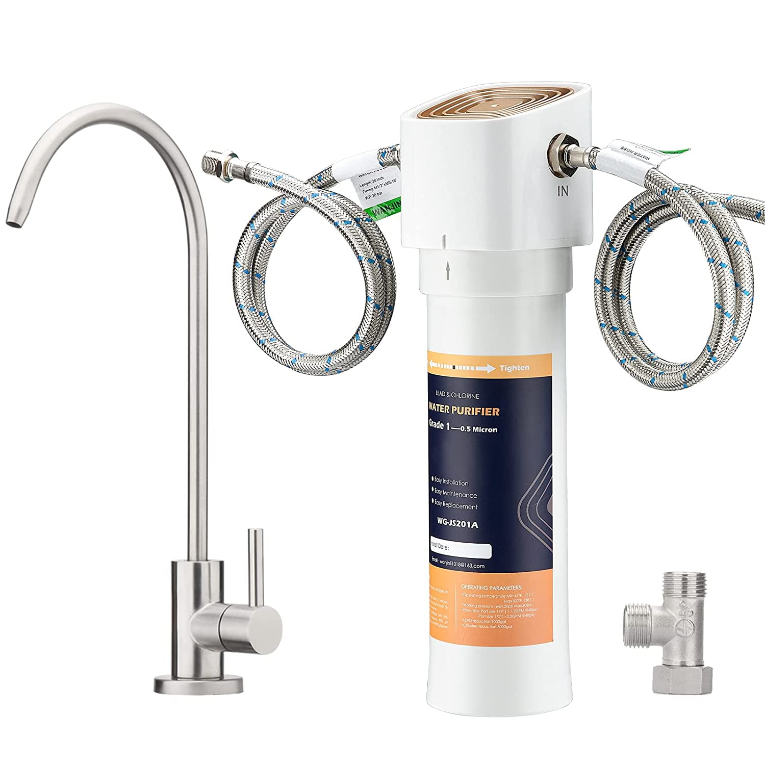 Under Sink Water Filter System NSF/ANSI Certified Water Filtration System with Faucet High Capacity Direct Connect Under Counter Drinking Water Filter Reduces 99.99% Lead Chlorine & Odor